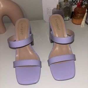 BAMBOO Purple Heels Square Toe Minimalist Design